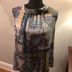 Bali Top, Multi-colored sleeveless shirt, ties in back, size M